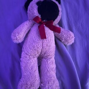 Plush Dog Toy with Red Bow